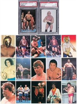 1981 Popy/Kajiwara (Japanese) Wrestling Complete Set (17) – Including Hulk Hogan SP Rookie Card Graded PSA NM 7!